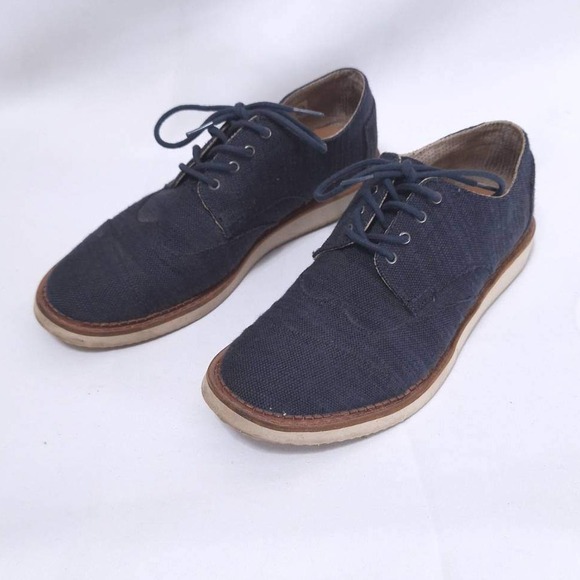Toms Other - TOMS Brogue Ash Aviator Twill‎ Oxfords Shoes Canvas Denim Mens Sz 9 Blue Lace Up